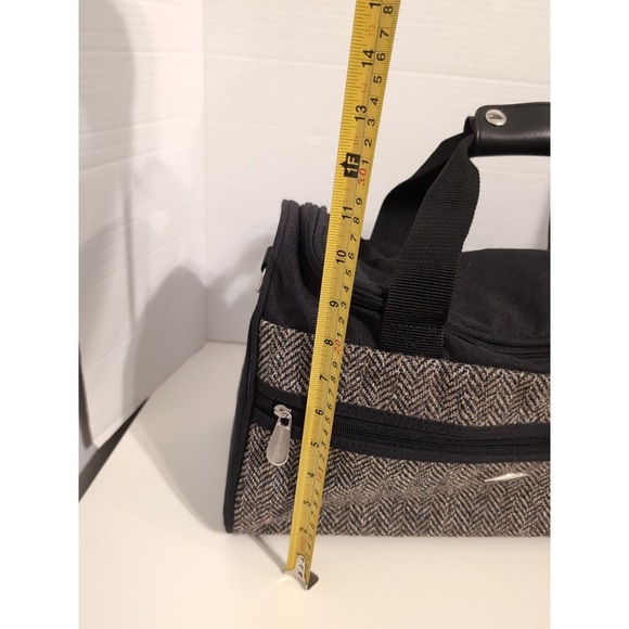 Vtg. Pierre Cardin Tweed Chevron‎ Design Travel Overnight Weekender Bag - Picture 11 of 16